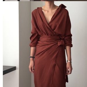 NWOT Brick Red Wrap Dress One Size